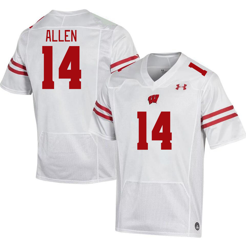 Men #14 Markus Allen Winsconsin Badgers College Football Jerseys Stitched Sale-White